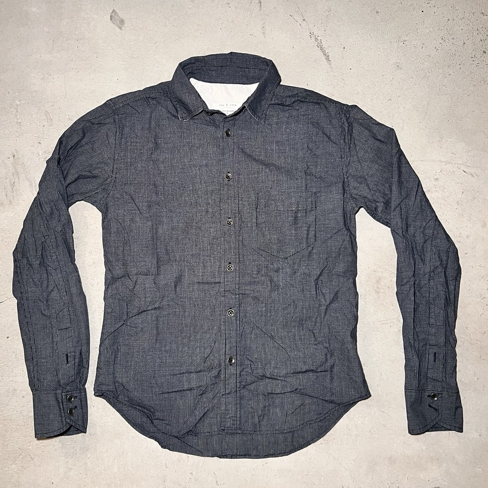 Rag & Bone Button Down Shirt Womens S Black White Micro Check Tailored Workwear
